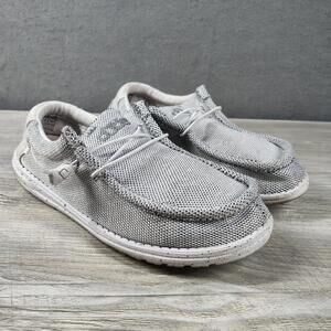 Hey Dude Wally Mens 11 Gray Linen Shoes Slip On Comfort Fabric Sneakers